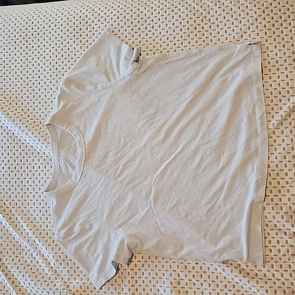 Womens Lululemon Classic-Fit Cotton-Blend T-Shirt. Boxy, Ice Blue.
